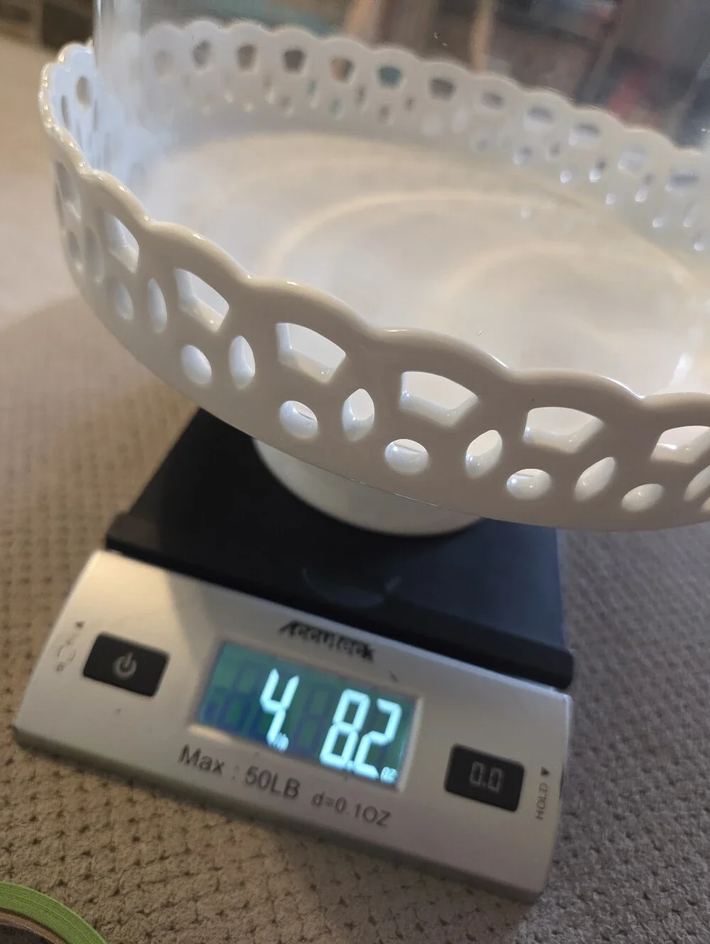 Crate & Barrel White Footed Pedestal Cake / Treat Stand With Glass Cover